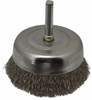 Made in USA 2-3/4" Diam 1/4" Shank Stainless Steel Fill Cup Brush Crimped Wire, 0.008" Wire Diam, 5/8" Trim, 13,000 Max RPM PB33560 - 03541489