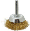 Value Collection 1-3/4" Diam 1/4" Shank Brass Fill Cup Brush Crimped Wire, 0.008" Wire Diam, 9/16" Trim, 13,000 Max RPM 3103806320 - 74038571