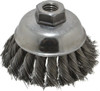 Weiler Abrasives 3-1/2" Diam 5/8-11 Threaded Arbor Steel Fill Cup Brush Knotted Wire, 0.014" Wire Diam, 1-1/4" Trim, 9,000 Max RPM 94690 - 03597903