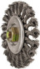 Osborn 4" OD, M10x1.25 Arbor Hole, Knotted Steel Wheel Brush 3/8" Face Width, 7/8" Trim Length, 0.02" Filament Diam, 20,000 RPM 0002670700 - 06082630