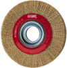 Value Collection 6" OD, 1-1/4" Arbor Hole, Crimped Brass-Coated Steel Wheel Brush 1" Face Width, 1-1/8" Trim Length, 0.007" Filament Diam, 6,000 RPM S04064911 - 04064911