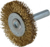 Value Collection 1-5/8" OD, 1/4" Shank Diam, Crimped Brass-Coated Steel Wheel Brush 3/16" Face Width, 3/8" Trim Length, 0.015" Filament Diam, 4,500 RPM S04065165 - 04065165