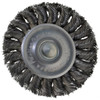 Weiler Abrasives 3-1/4" OD, 1/4" Shank Diam, Knotted Steel Wheel Brush 3/8" Face Width, 5/8" Trim Length, 0.014" Filament Diam, 25,000 RPM 17681 - 75850024