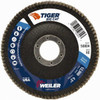 Weiler Abrasives 4-1/2" 40 Grit 7/8" Center Hole Type 27 Aluminum Oxide Flap Disc Coarse Grade, Coated, Arbor Attachment, Phenolic Backing, 12,000 RPM 96256 - 00094821