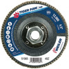 Weiler Abrasives Flap Discs; Abrasive Type: Coated, Flap Disc Type: Type 29, Disc Diameter (Inch): 4-1/2, Abrasive Material: Zirconia Alumina, Grit: 40, Attaching System: Threaded Hole 51065 - 90340753