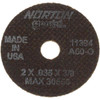 Norton 2 x 0.035, 3/8" Hole Aluminum Oxide Cutoff Wheel Reinforced, 30,560 Max RPM, Use with Die Grinders 66243411394 - 48465017