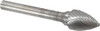 Atrax 1/2" Cut Diam, 1/4" Shank Diam, Carbide Single Cut Tree Burr Point End, 2-1/2" OAL, 3/4" LOC SG-13SC-ATX - 85286060