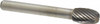 Atrax 3/8" Cut Diam, 1/4" Shank Diam, Carbide Single Cut Oval Burr Radius End, 2-3/8" OAL, 5/8" LOC SE-3SC-ATX - 85287522