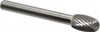 Made in USA 3/8" Cut Diam, 6mm Shank Diam, Carbide Single Cut Oval Burr Radius End, 2-3/8" OAL, 5/8" LOC SE-3MM-SC - 00468355