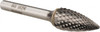 SGSPRO 1/2" Cut Diam, 1/4" Shank Diam, Carbide Double Cut Tree Burr Point End, 2-3/4" OAL, 1" LOC 10290 - 66741661