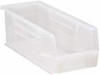Quantum Storage Systems 5-1/2" Wide x 14-3/4" Deep x 5" High Hopper Stacking Bin Clear, Polypropylene, 50 Lb Capacity QUS234CL - 58662693