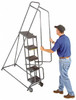 Ballymore 68" High 450 Lb Capacity 4 Step Ladder Tilt & Roll Safety Ladder, 20" Base Width x 35" Base Depth, 38" Platform Height, Expanded Metal Tread FSTR418X - 74438433