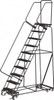 Ballymore 133" High 450 Lb Capacity 10 Step Ladder Rolling Safety Ladder, 32" Base Width x 74" Base Depth, 100" Platform Height, Expanded Metal Tread PIP-10XSU - 74438888