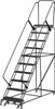 Ballymore 133" High 450 Lb Capacity 10 Step Stairway Slope Ladder Rolling Safety Ladder, 32" Base Width x 97" Base Depth, 100" Platform Height, Heavy-Duty Serrated Grating SW1032GKF - 74481904