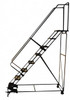 Ballymore 153" High 450 Lb Capacity 12 Step Stairway Slope Ladder Rolling Safety Ladder, 32" Base Width x 116" Base Depth, 120" Platform Height, Perforated Tread SW1232PKF - 74482084