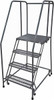 Cotterman 70" High 450 Lb Capacity 4 Step Rolling Warehouse Ladder Rolling Safety Ladder, 30" Base Width x 41" Base Depth, 40" Platform Height, Serrated Steel Tread D0460090-23 - 50014604