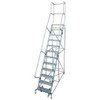 Cotterman 162" High 450 Lb Capacity 12 Step Rolling Warehouse Ladder Knocked Down, 34" Base Width x 174" Base Depth, 120" Platform Height, Perforated Tread D0470051-05 - 62658661