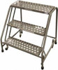 Cotterman 30" High 450 Lb Capacity 3 Step Rolling Warehouse Ladder Assembled, 20" Base Width x 27" Base Depth, 30" Platform Height, Perforated Tread D0460089-11-002 - 62658851