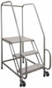 PW Platforms 58-1/2" High 300 Lb Capacity 3 Step Ladder Tilt & Roll Safety Ladder, 26" Base Width x 40" Base Depth, 30" Platform Height, Grip Strut TR3SFH30W21NS - 03396843