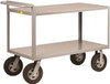 Little Giant 1,500 Lb Capacity, 30" Wide x 66" Long x 38-1/2" High Shelf Cart Steel, Gray, 2 Rigid Casters/2 Swivel Casters, 2 Shelves G-3060-10SR - 57537946