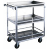 Made in USA 300 Lb Capacity, 16-1/4" Wide x 27-1/2" Long x 33-3/8" High Standard Utility Cart Stainless Steel, Swivel Casters, 3 Shelves 316 - 05138912
