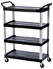 Rubbermaid 300 Lb Capacity, 20" Wide x 40-5/8" Long x 51" High Standard Utility Cart Plastic, Black, 4 Shelves FG409600BLA - 05965769