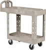 Rubbermaid 500 Lb Capacity, 17" Wide x 38-3/8" Long x 32-3/4" High Standard Utility Cart Plastic, Beige, 2 Shelves FG450088BEIG - 79167300