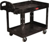 Rubbermaid 500 Lb Capacity, 17" Wide x 38-3/8" Long x 32-3/4" High Standard Utility Cart Plastic, Black, 2 Shelves FG450088BLA - 79167318