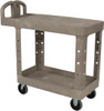 Rubbermaid 500 Lb Capacity, 17" Wide x 38-3/8" Long x 32-1/4" High Standard Utility Cart Plastic, Beige, 2 Shelves FG450500BEIG - 79167326