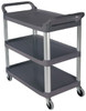 Rubbermaid 300 Lb Capacity, 20" Wide x 40-5/8" Long x 37-13/16" High Standard Utility Cart Plastic, Gray, 3 Shelves FG409100GRAY - 89758759
