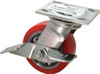 ER Wagner 5" Diam x 2" Wide x 6-1/2" OAH Top Plate Mount Swivel Caster with Brake Polyurethane, 750 Lb Capacity, Roller Bearing, 4 x 4-1/2" Plate 1F8805C2508P190 - 01508365