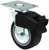 ER Wagner 5" Diam x 2" Wide x 6-1/2" OAH Top Plate Mount Swivel Caster with Brake TPR, 350 Lb Capacity, Roller Bearing, 4 x 4-1/2" Plate 4F8805C2600F190 - 57078321
