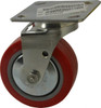 ER Wagner 5" Diam x 2" Wide x 6-1/2" OAH Top Plate Mount Swivel Caster Polyurethane, 650 Lb Capacity, Roller Bearing, 4 x 4-1/2" Plate 4F8805C25001190 - 57078446