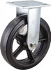 Value Collection 8" Diam x 2" Wide x 9-1/2" OAH Top Plate Mount Rigid Caster Rubber, 600 Lb Capacity, Roller Bearing, 4 x 4-1/2" Plate ER8X2MOR - 66028366