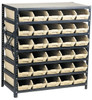 Quantum Storage Systems 2,100 Lb Capacity, 18" Deep x 36" Wide x 39" High, Steel Floor Rack 1 Side, 30 Red Polyethylene/Polypropylene Bins 1839-104 RD - 48521611