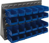 Quantum Storage Systems 24 Bin Bench Rack Unit with Bins 27 Inch Overall Width x 8 Inch Overall Depth x 21 Inch Overall Height, Blue Polypropylene / Polyethylene Bins QBR2721-22024BL - 08807422