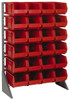 Quantum Storage Systems 24 Bin Rail Unit with Bins 36 Inch Overall Width x 15 Inch Overall Depth x 53 Inch Overall Height, Red Polypropylene / Polyethylene Bins QRU12S-23924RD - 08807778