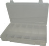 Durham 18 Compartment Clear Small Parts Compartment Box 10-13/16" Wide x 1-3/4" High x 6-3/4" Deep, Polypropylene Frame, 1-11/16" Bin Width x 1-9/16" Bin Height x 2" Bin Depth SP18-CLEAR-MSC - 00068288