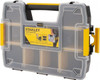 Stanley 10 Compartment Clear, Black, Yellow Small Parts SortMaster Light 11-39/64" Wide x 2-15/64" High x 8-39/64" Deep, Plastic Frame STST14021 - 66602780