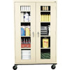 Sandusky Lee 4 Shelf, 2 Door Clearview Mobile Cabinet 46" Wide x 24" Deep x 78" High, Steel, Putty TA4V462472-07 - 78410263