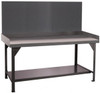 Durham 72 Wide x 30" Deep x 47" High, Cold-Rolled Steel Workbench with Pegboard Flat Top, Rounded Edge, Fixed Legs With Pre-Drill Holes for Anchoring DWB-3072-BE-PB- - 43180207