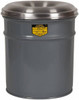Justrite 4-1/2 Gallon Complete Unit Fire Resistant Steel Drum and Aluminum Head 12-1/8 Inch Outside Diameter, 5 Inch Opening Diameter, 14-1/4 Inch High, FM and UL Standards 26604G - 89848311