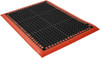PRO-SAFE 40" Long x 28" Wide x 7/8" Thick Dry/Wet Environment Heavy Duty Anti-Fatigue Matting Raised Circles Pattern, Black with Orange Borders, Natural Rubber Surface with Rubber Base, Beveled on 4 Sides 66504093328X40 - 88267828