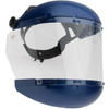 Sellstrom Nylon Blue Ratchet Adjustment Face Shield with Chin Guard 19-1/2" Wide x 6-1/2" High x 0.04" Thick, Uncoated, Clear S38110 - 90402587