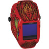 Jackson Safety 3-1/4" Window Width x 4" Window Height, 5 to 8 & 9 to 13 Shade Auto-Darkening Lens, Fixed Front Welding Helmet with Digital Controls Red Flaming Butterfly Design, Nylon 46119 - 50327998