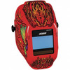 Jackson Safety 2.36" Window Width x 3.94" Window Height, 9 to 13 Shade Auto-Darkening Lens, Fixed Front Welding Helmet with Digital Controls Red Flaming Butterfly Design, Nylon 46109 - 50328509