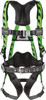 Honeywell Miller 400 Lb Capacity, Size Universal, Full Body AirCore Construction Safety Harness Polyester, Side D-Ring, Quick Connect Leg Strap, Quick Connect Chest Strap, Black/Green AC-QC-BDP/UGN - 80890494