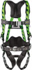 Honeywell Miller 400 Lb Capacity, Size L/XL, Full Body AirCore Construction Safety Harness Polyester, Side D-Ring, Tongue Buckle Leg Strap, Quick Connect Chest Strap, Black/Green AC-TB-BDP/UGN - 80890502