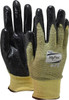Ansell Size L (9), ANSI Cut Lvl 2, Abrasion Lvl 3, Nitrile Coated Cut Resistant Gloves Palm & Fingers Coated, Kevlar Lining, Knit Wrist, Black/Yellow, Paired 11-510-9 - 77491215