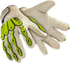 HexArmor Size S (7), ANSI Cut Level A8, Puncture Level 4, Abrasion Level 4, Goatskin Leather Cut & Puncture Resistant Gloves 9-1/2" Long, Uncoated Leather, Hook & Loop Cuffs, White/High Visibility Yellow, Paired 4080-S (7) - 47011739